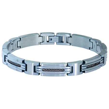 ROCHET - Bracelet MARINA Acier PVD Bleu/Câble 8.5mm x 21cm B062396A