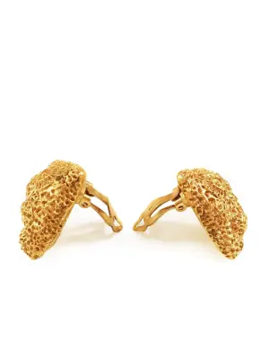 Boucles d'oreilles clip doré à l'or fin en coeurs dentelle — photo 4