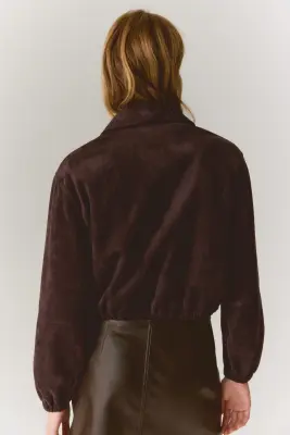 Veste avec col - Marron foncé — photo 3