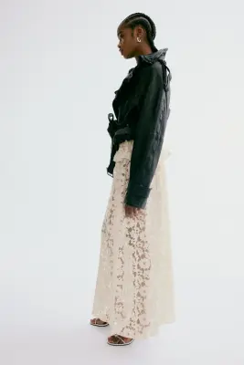 Jupe volantée en dentelle - Beige clair — photo 3