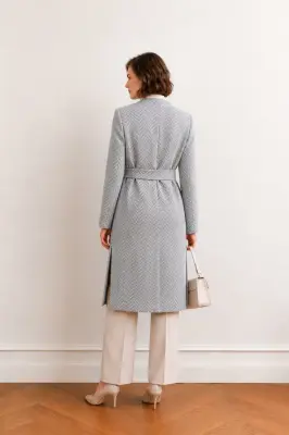 Blaire Wool Coat - Grey white — photo 2