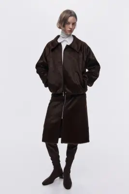 Veste courte avec col - Marron foncé — photo 1
