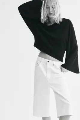 Textured boat-neck top - Noir — photo 1