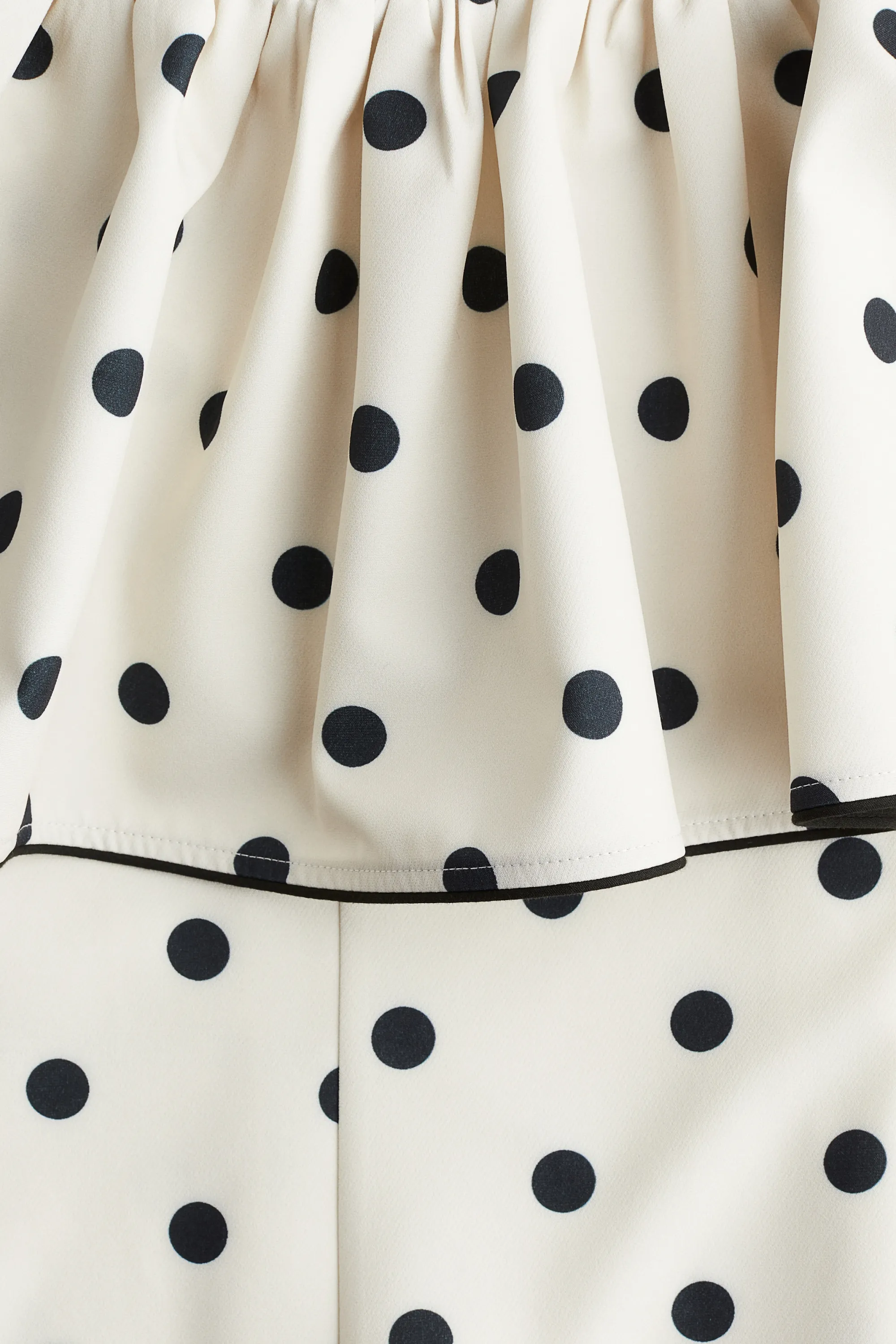 Robe épaules nues - Crème/pois