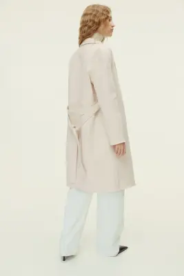 Manteau fait main en laine mélangée - Crème — photo 4