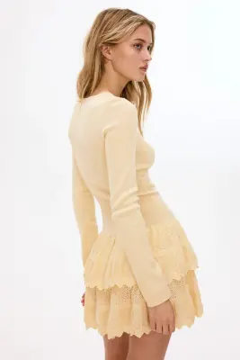 Robe avec jupe à étages - Jaune clair — photo 3
