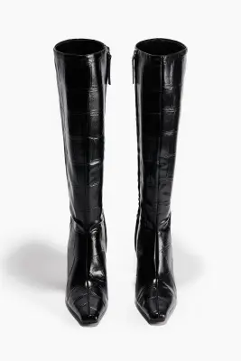 Bottes à talon avec tige de hauteur genou - Noir — photo 2