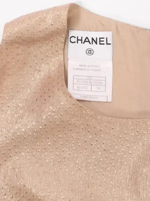 Top sans manche en soie beige rosé à pois doré  Prix boutique 1400€ Taille 34 — photo 2