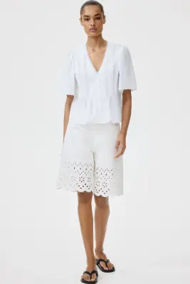 Blouse à plis nervure - Blanc — photo 1