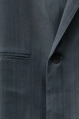 Veste de costume Loose Fit en laine mélangée - Gris foncé — photo 5