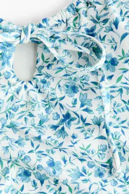 Maillot de bain paddé High Leg - Bleu/fleuri — photo 3