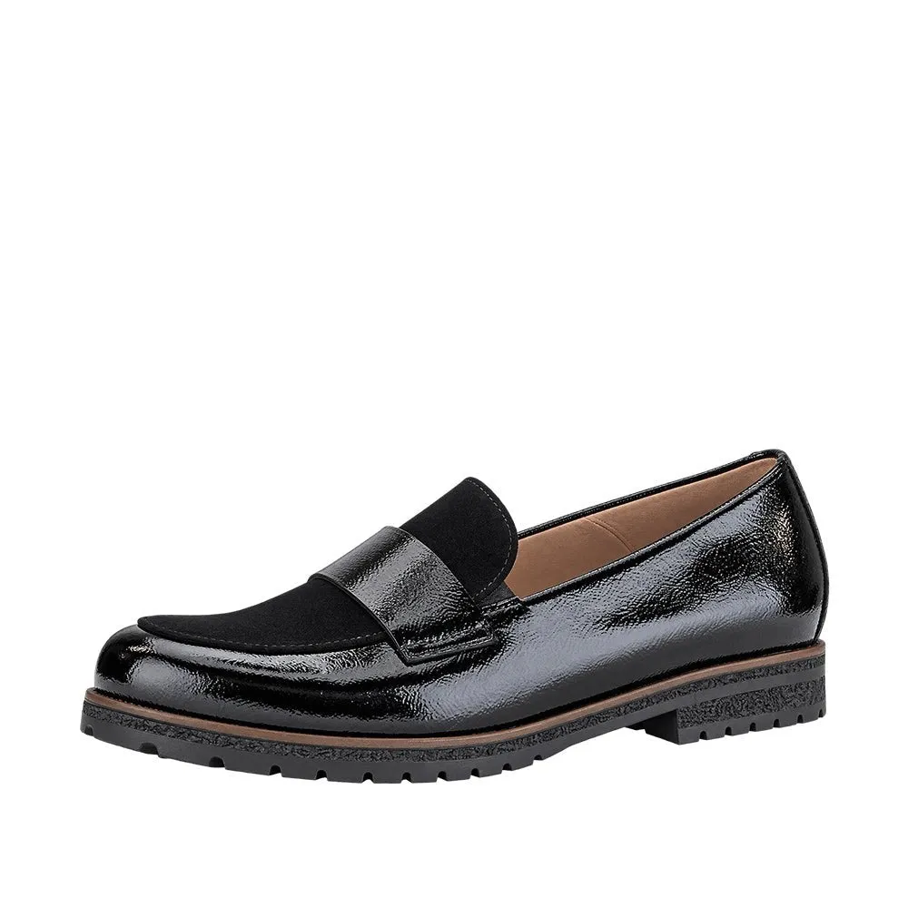 Mocassins Gabor 4005.01.002 Noirs - Cuir Vernis Élastique Grande Pointure Femme