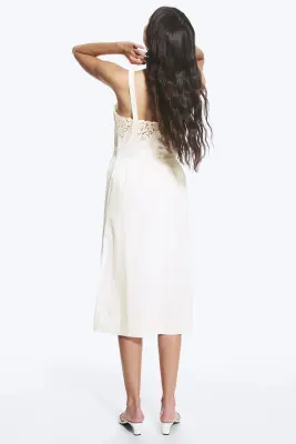 Robe midi brodée - Blanc — photo 3