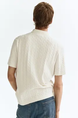 Chemise Regular Fit en maille torsadée - Blanc — photo 3