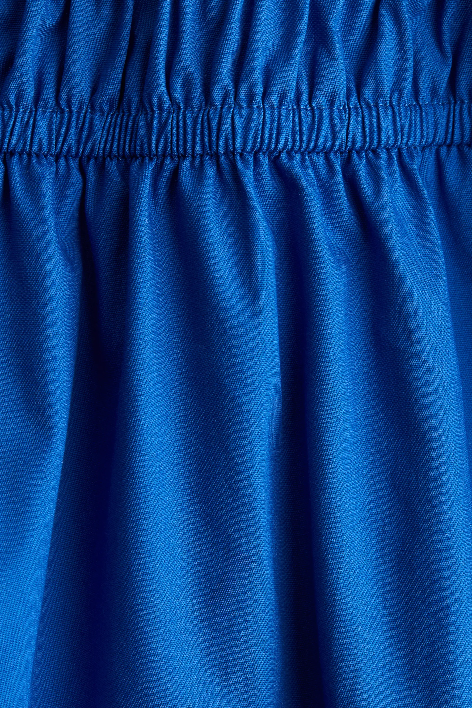 Robe épaules nues en popeline - Bleu
