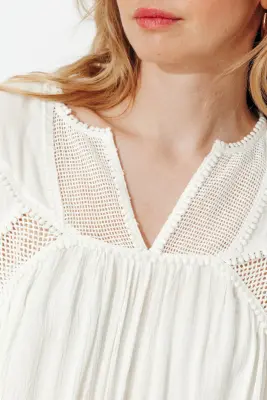 Blouse rétro unie Femme — photo 5