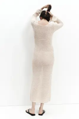 MAMA Robe façon crochet - Beige clair — photo 3