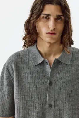 Chemise Regular Fit en maille texturée - Gris — photo 2