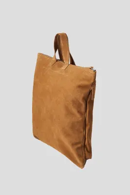 Sac en cuir velours fendu - Beige — photo 4