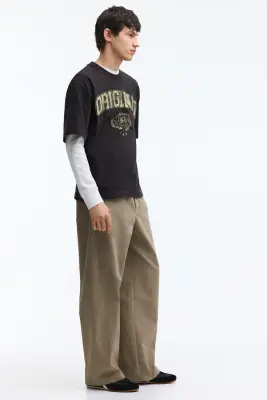 Pantalon à coutures tournantes Relaxed Fit - Vert kaki — photo 2