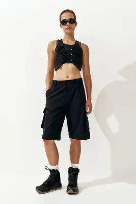Pantalon modulable à jambes barrel - Noir — photo 1