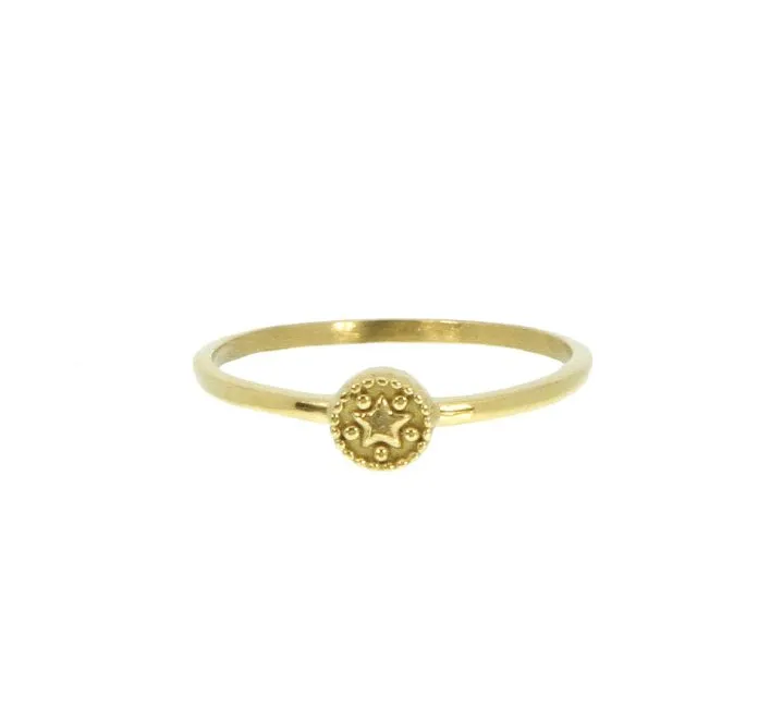 Bague Round en acier inoxydable doré