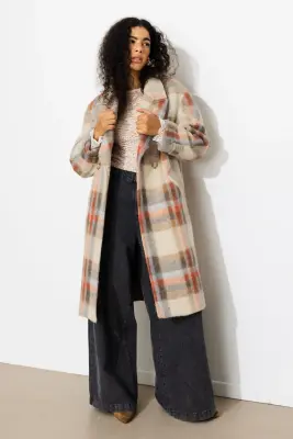 SIMONE manteau laine carreaux — photo 3