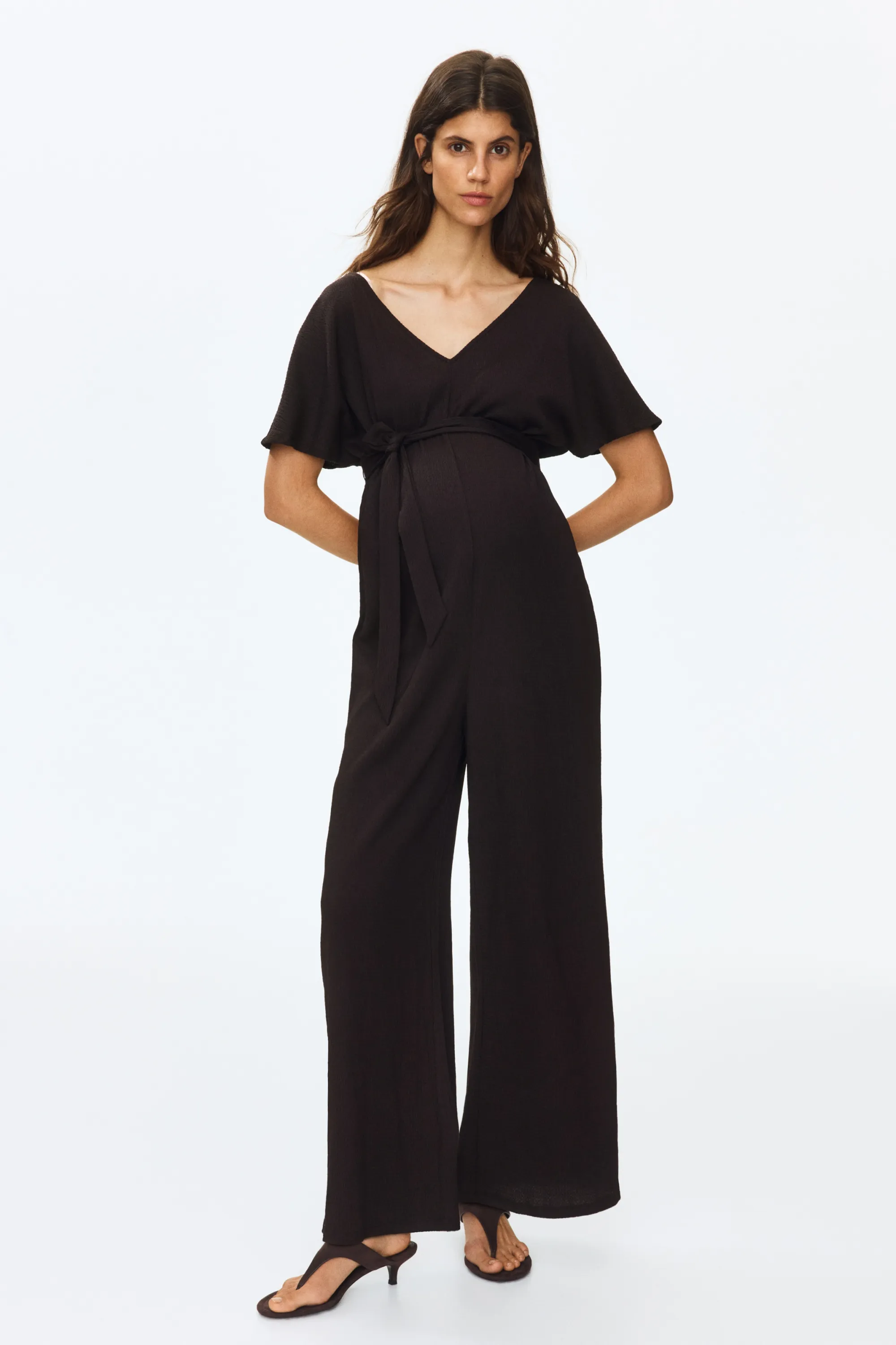 MAMA Combi-pantalon avec ceinture à nouer - Marron foncé