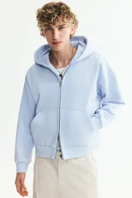 Veste imprimée Oversized Fit avec capuche et zip - Bleu clair/Iron Maiden — photo 2
