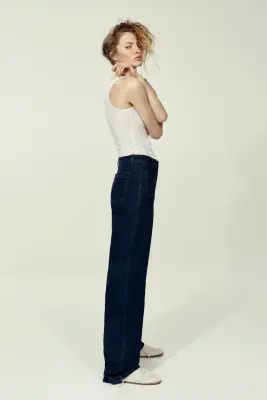 Wide High Jeans - Bleu denim marine — photo 1