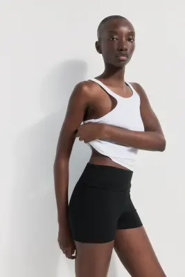 Short moulant en jersey de coton - Noir — photo 2