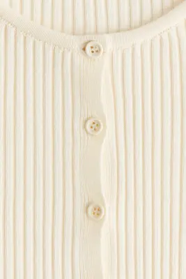 Gilet en maille côtelée avec dentelle - Beige clair — photo 3