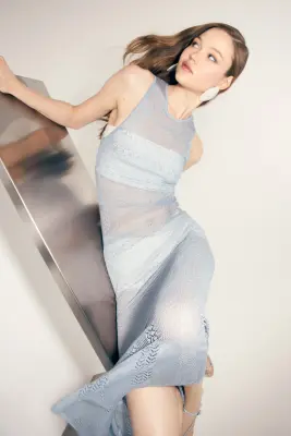Robe maxi façon crochet - Bleu clair — photo 1