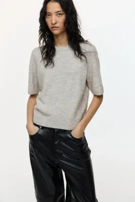 T-shirt en maille - Taupe clair chiné — photo 2