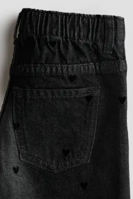 Jean à jambes larges avec motifs - Noir denim — photo 2