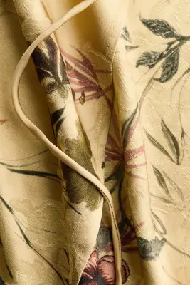 Jupe portefeuille en tissu jacquard - Jaune ancien clair/fleuri — photo 3