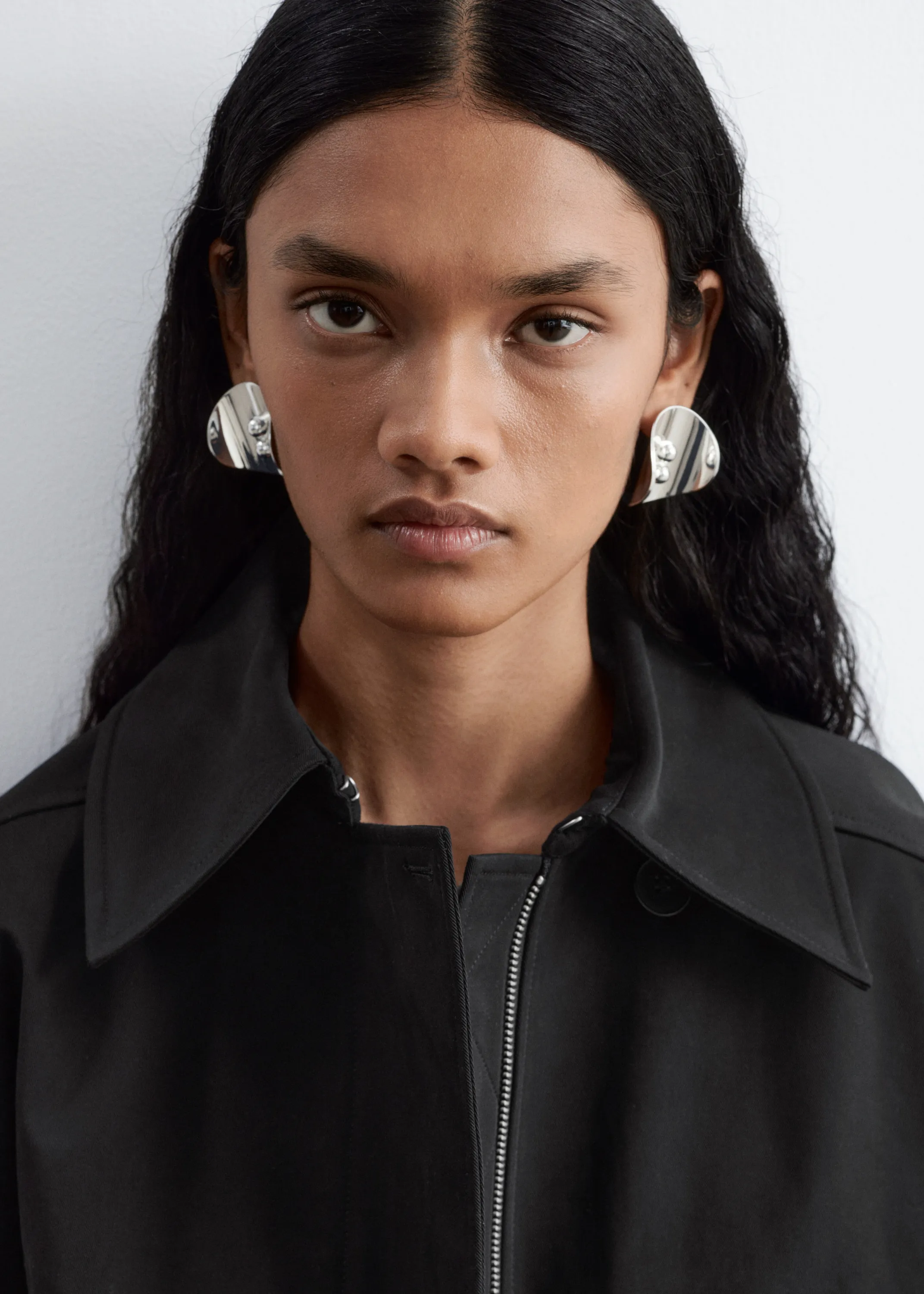 Boucles d’oreilles à pièces sculpturales - Argenté