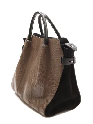 Sac à main MARCHE Tote en suède noir et cuir de serpent marron avec bandoulière Prix boutique 2880€ — photo 2