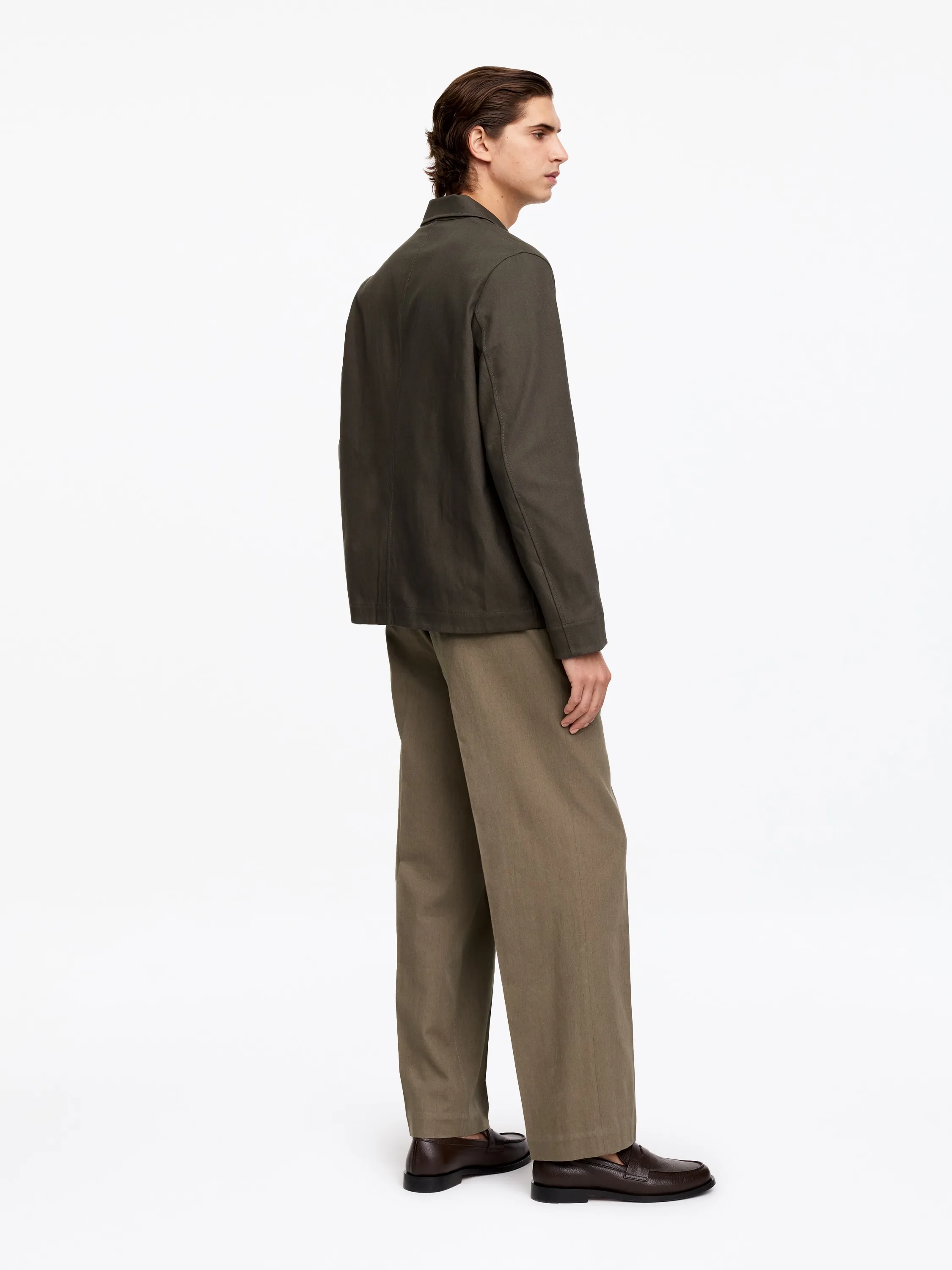 Pantalon ample en mélange de lin - Taupe foncé