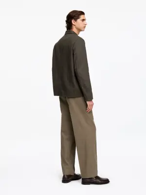 Pantalon ample en mélange de lin - Taupe foncé — photo 1