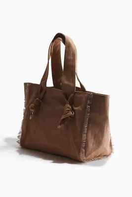 Tote bag avec détails noués - Taupe foncé — photo 1