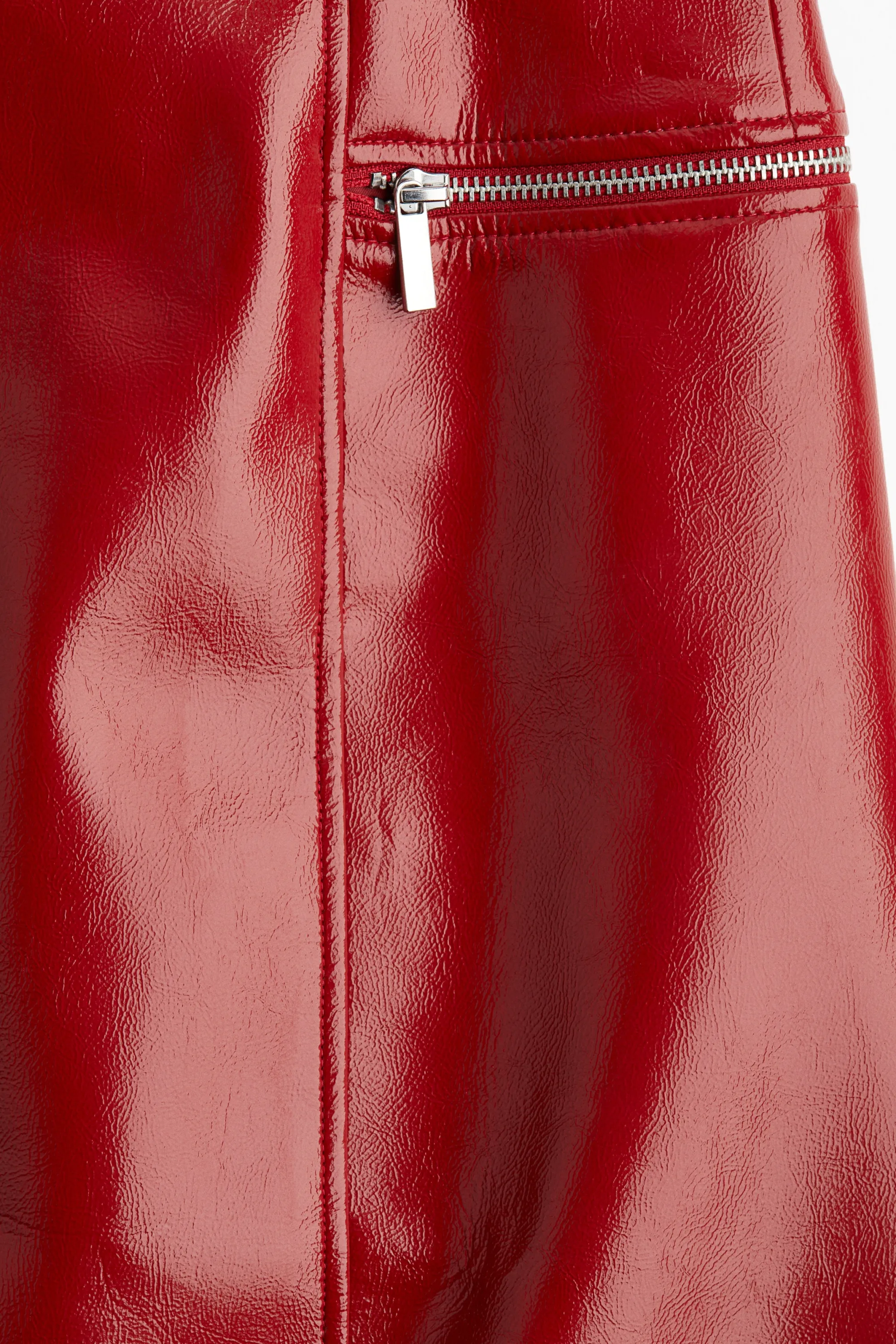 Jupe crayon en tissu enduit - Rouge