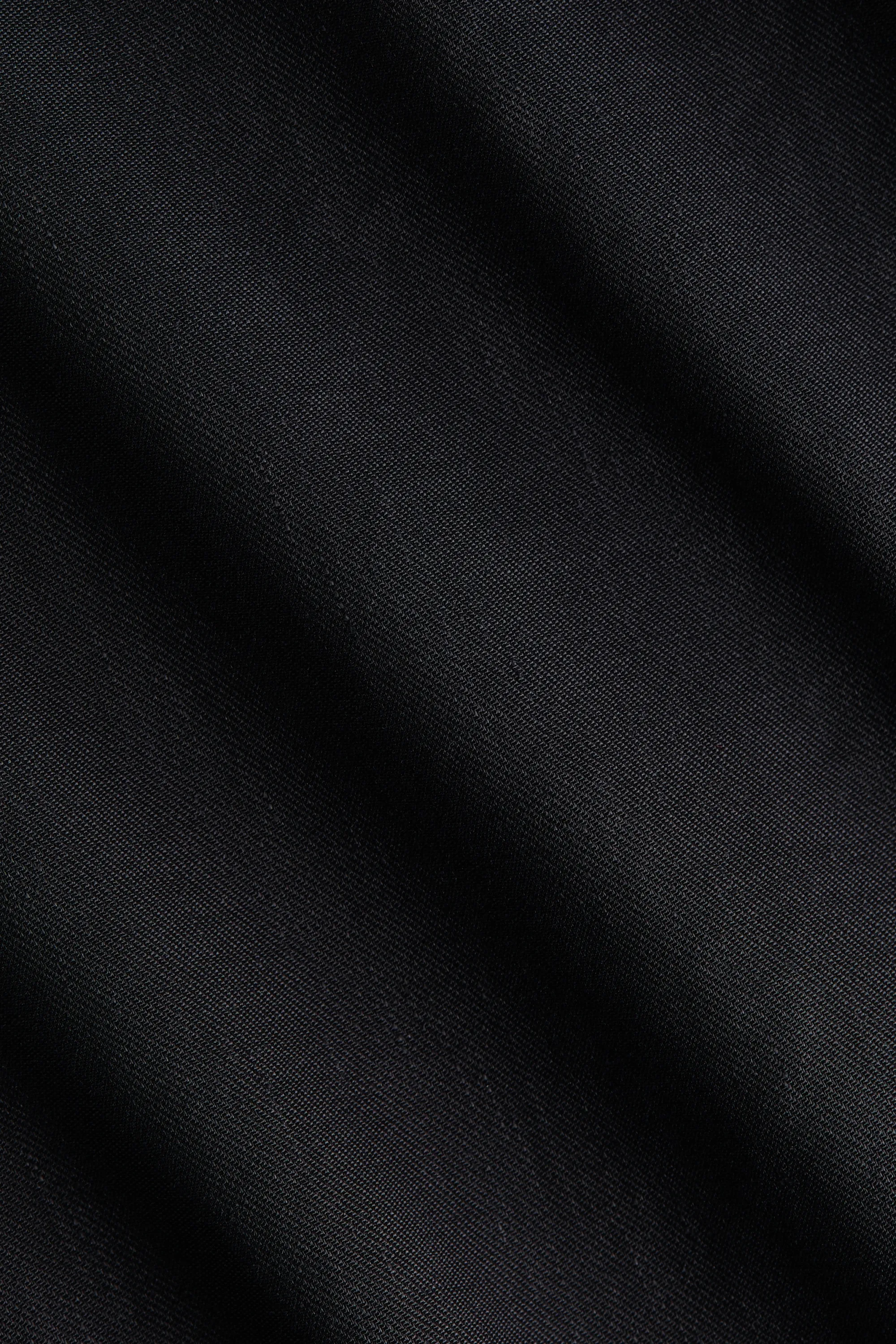 Chemise Easy-care Regular Fit en lin mélangé - Noir