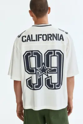 T-shirt Loose Fit en mesh imprimé - Blanc/99 — photo 3