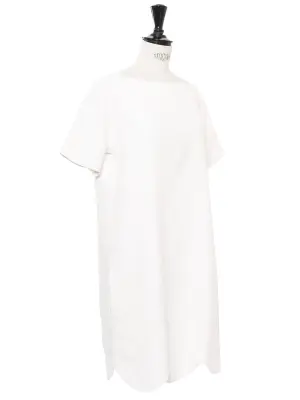 Robe "Scalloped" manches courtes droite en lin blanc Prix boutique 1200€ Taille 38 — photo 2
