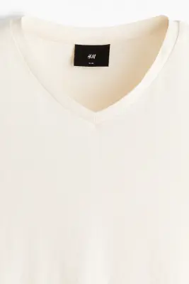 T-shirt Slim Fit en coton - Crème — photo 4