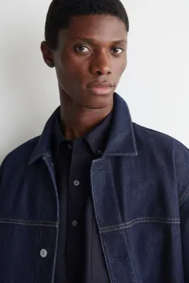 VESTE-CHEMISE EN DENIM - BLEU FONCÉ — photo 2