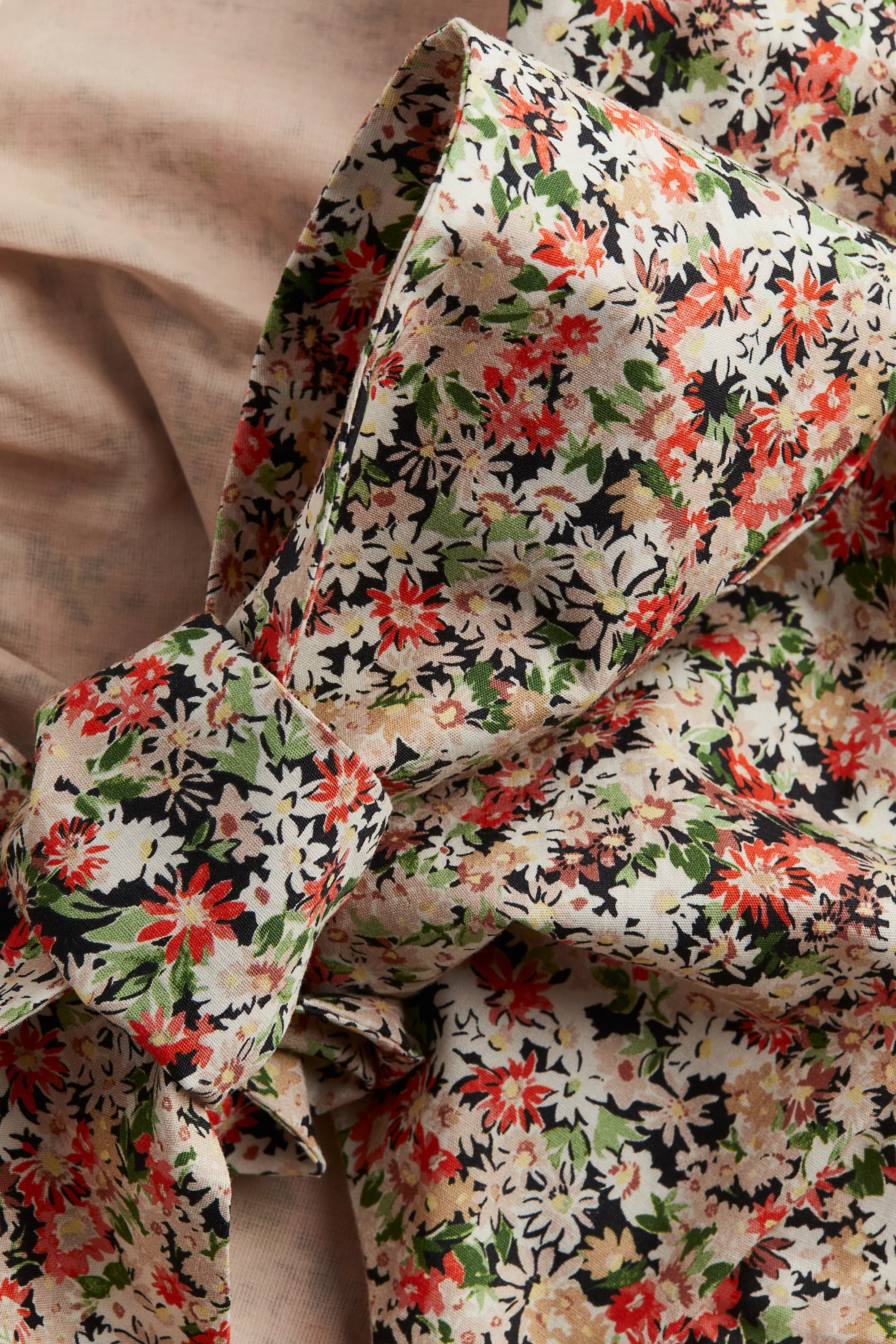 Robe bouffante avec dos à nouer - Rose clair/fleuri