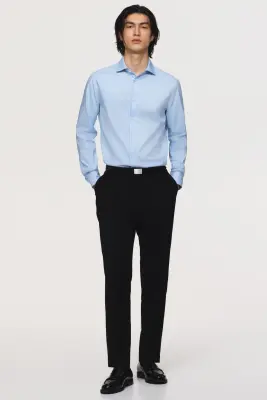 Chemise Slim Fit en coton - Bleu — photo 2