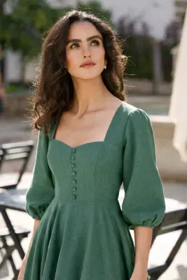 Bardetta Linen Dress - Green — photo 2
